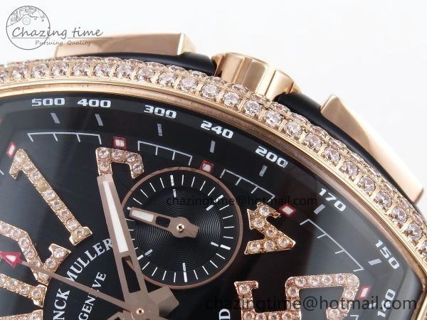 SoftTouch Vanguard Chrono RG Diamonds ABF 1:1 Best Edition Black Dial on Black Leather Strap A 6499