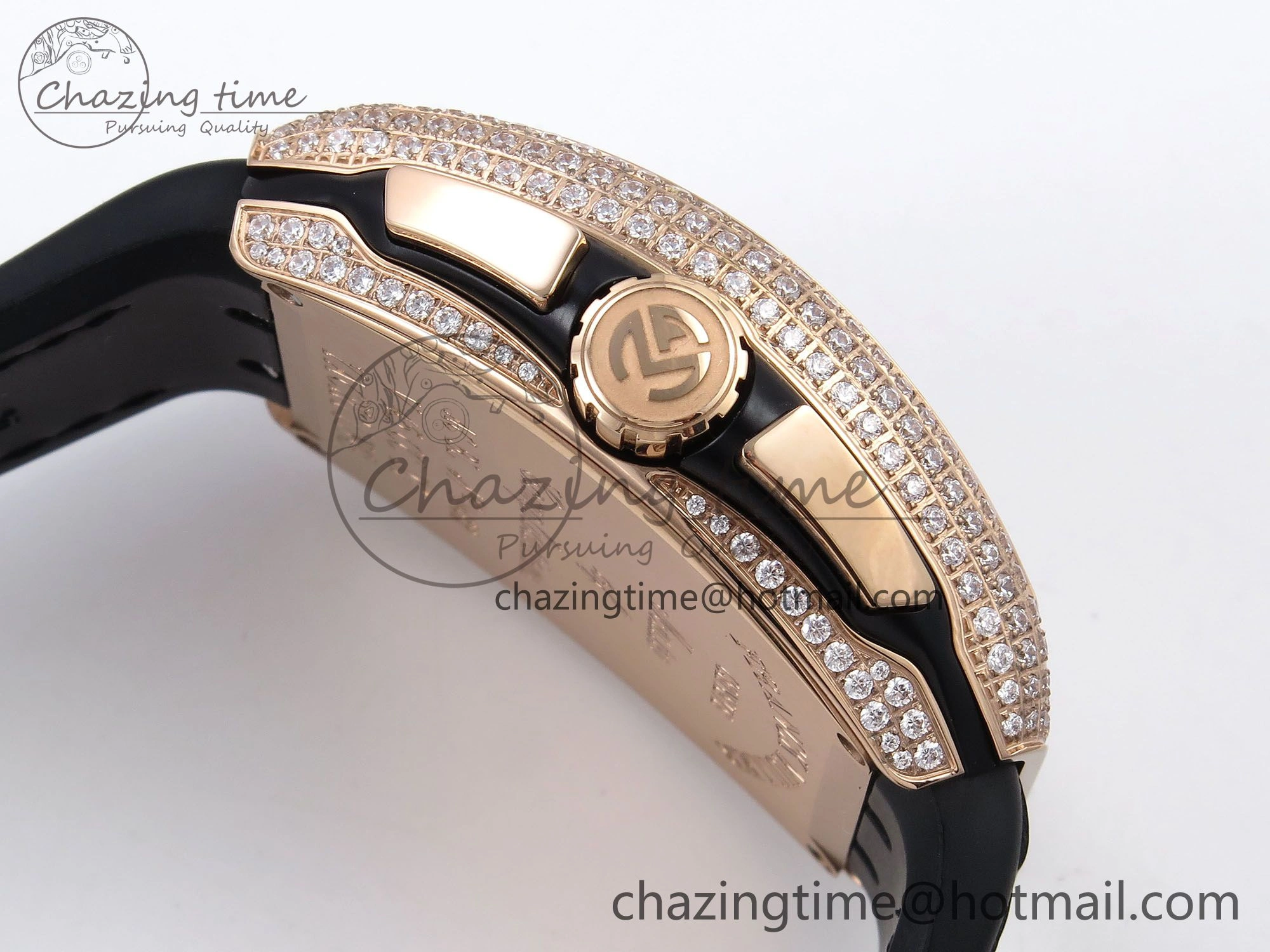 SoftTouch Vanguard Chrono RG Diamonds ABF 1:1 Best Edition Black Dial on Black Leather Strap A 6499