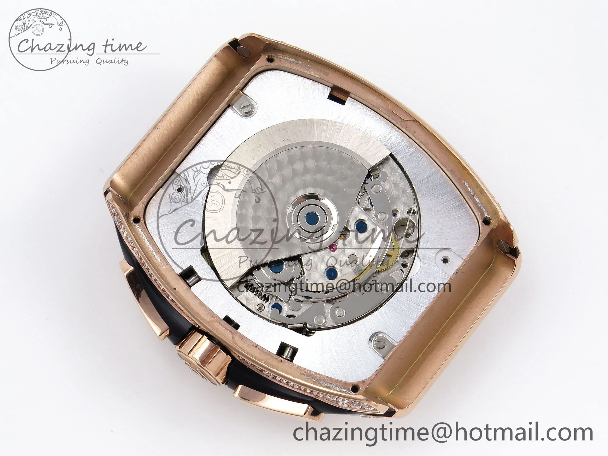 SoftTouch Vanguard Chrono RG Diamonds ABF 1:1 Best Edition Black Dial on Black Leather Strap A 6499