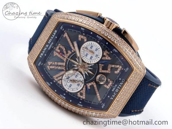 Vanguard Chrono RG Diamonds ABF 1:1 Best Edition Blue Dial on Blue Nylon Strap A Affordable 6501