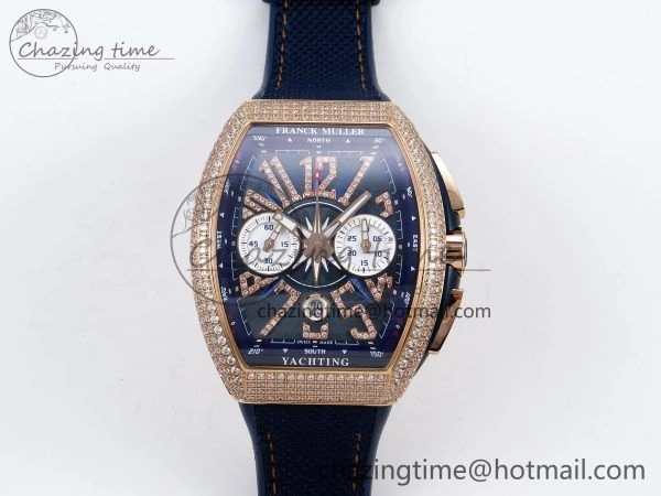 Vanguard Chrono RG Diamonds ABF 1:1 Best Edition Blue Dial on Blue Nylon Strap A Affordable 6501