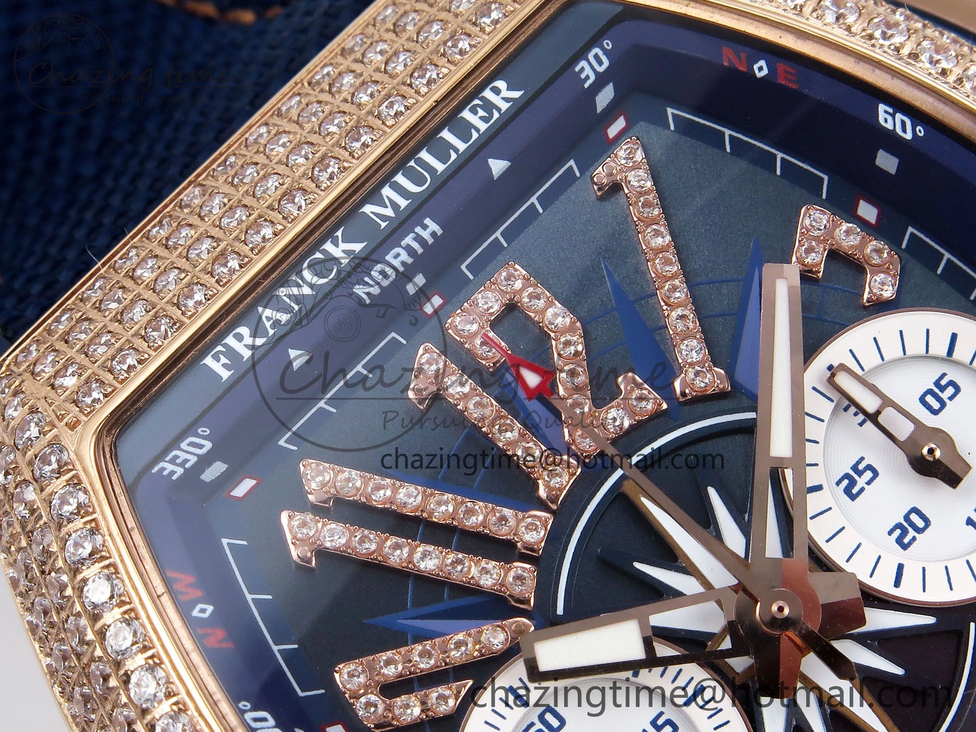 Vanguard Chrono RG Diamonds ABF 1:1 Best Edition Blue Dial on Blue Nylon Strap A Affordable 6501