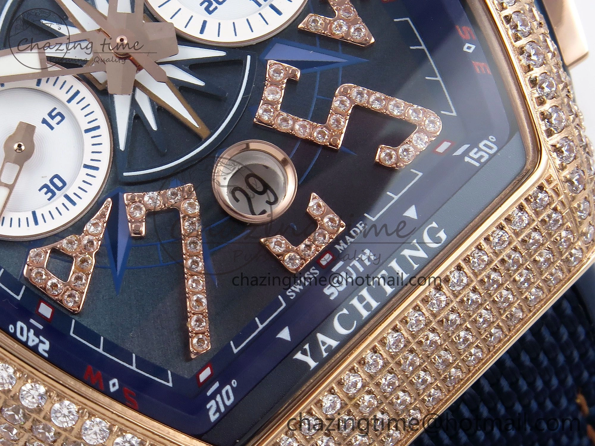 Vanguard Chrono RG Diamonds ABF 1:1 Best Edition Blue Dial on Blue Nylon Strap A Affordable 6501