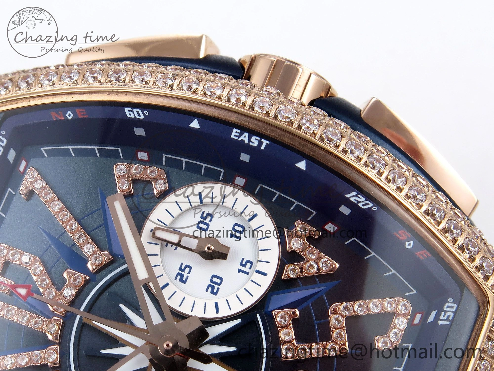 Vanguard Chrono RG Diamonds ABF 1:1 Best Edition Blue Dial on Blue Nylon Strap A Affordable 6501