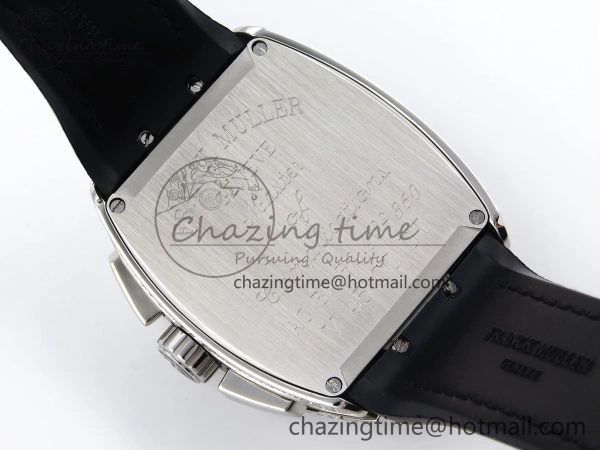 Attractive Vanguard Chrono SS ABF 1:1 Best Edition Black Dial Full Diamonds on Black Leather Strap A 6497