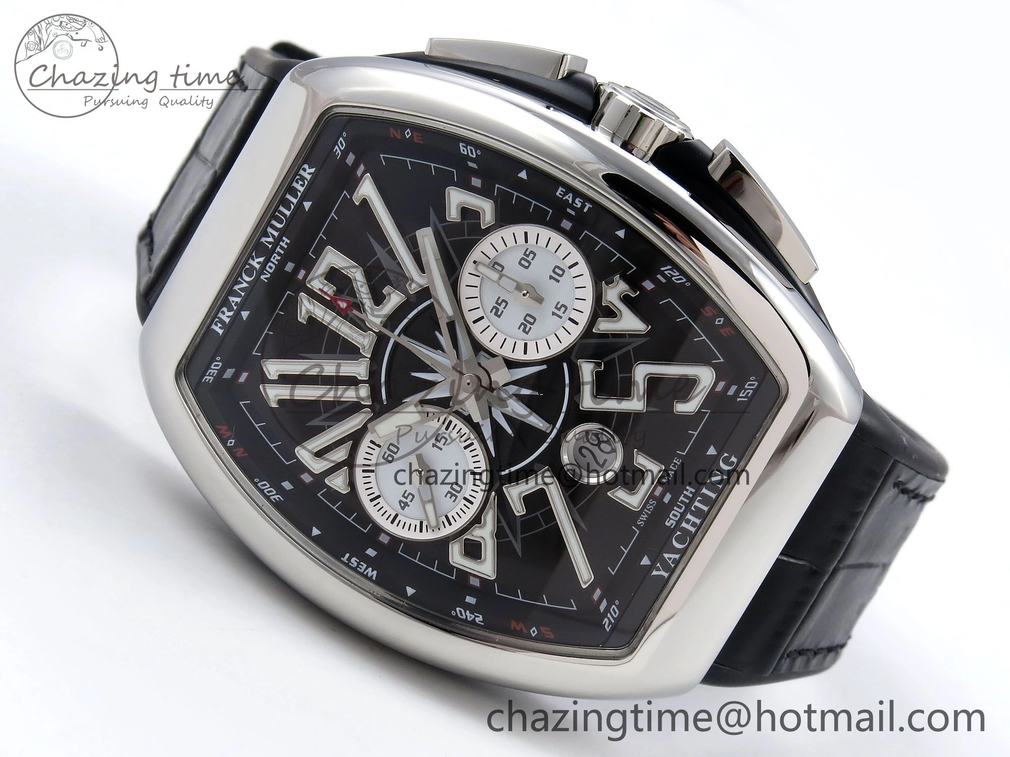 GoAnywhere Vanguard Chrono SS ABF 1:1 Best Edition Black Dial on Black Leather Strap A 6496