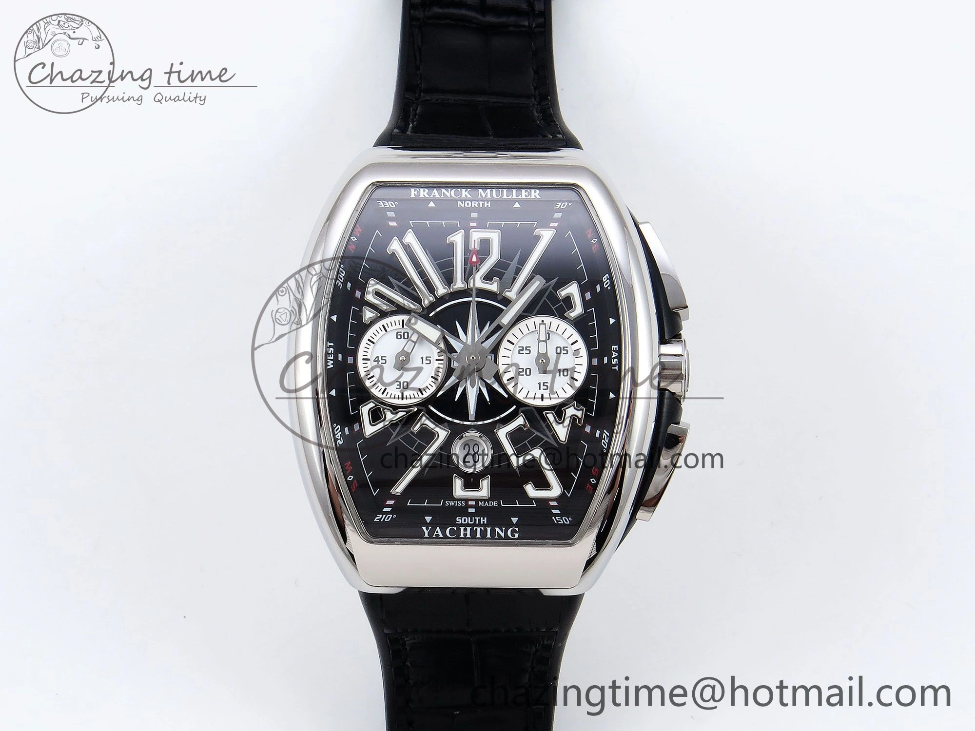 GoAnywhere Vanguard Chrono SS ABF 1:1 Best Edition Black Dial on Black Leather Strap A 6496