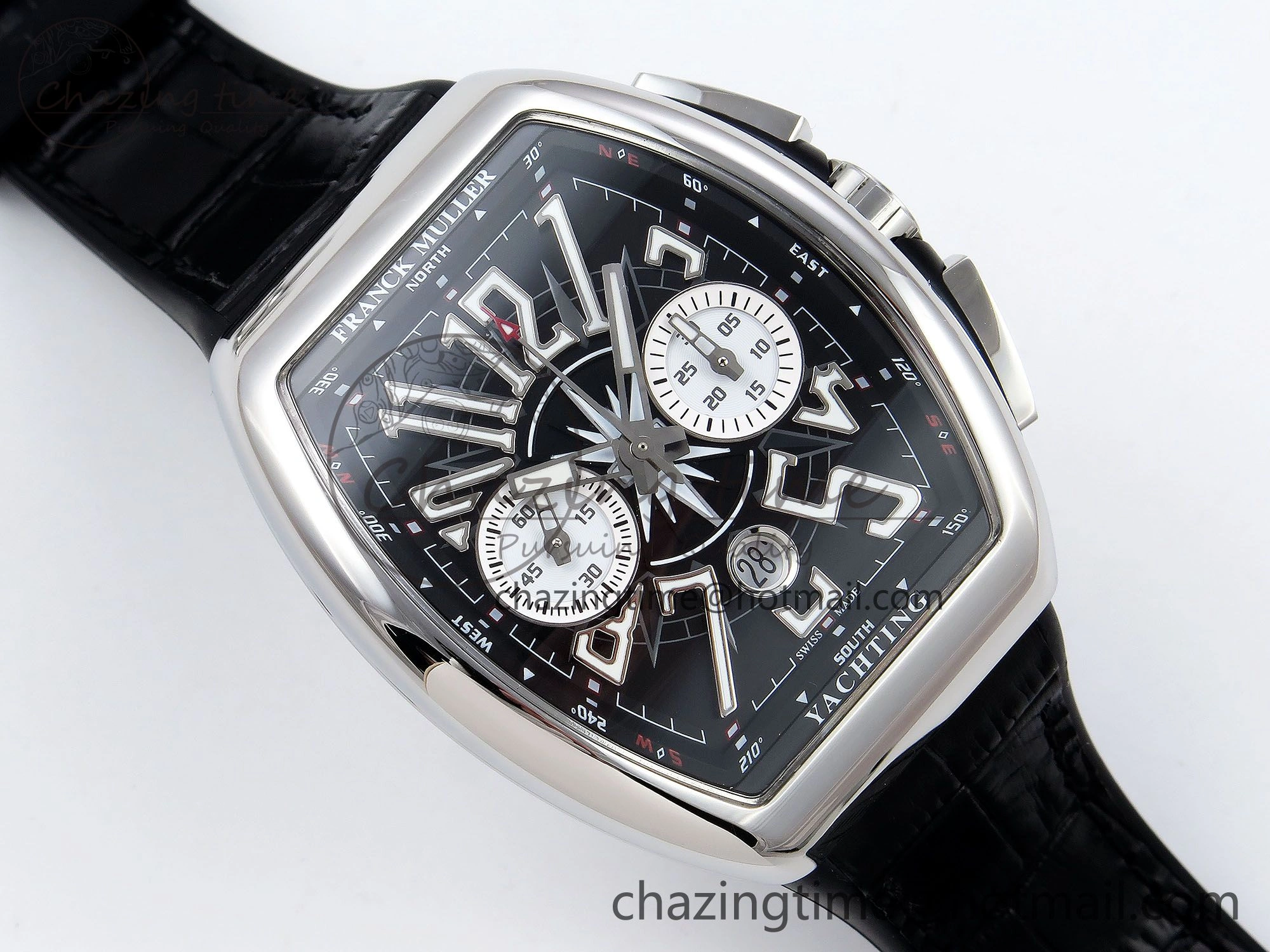 GoAnywhere Vanguard Chrono SS ABF 1:1 Best Edition Black Dial on Black Leather Strap A 6496