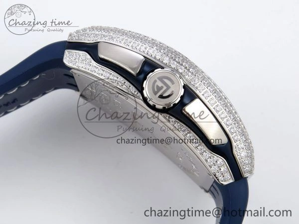 Vanguard Chrono SS ABF 1:1 Best Edition Blue Dial Full Diamonds on Blue Nylon Strap A Supportive 6503