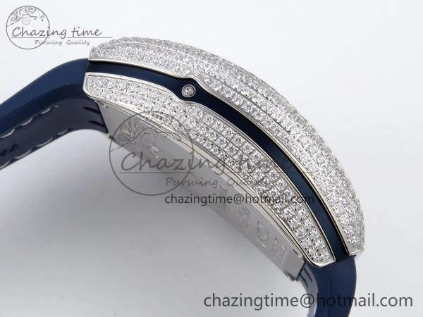 Vanguard Chrono SS ABF 1:1 Best Edition Blue Dial Full Diamonds on Blue Nylon Strap A Supportive 6503