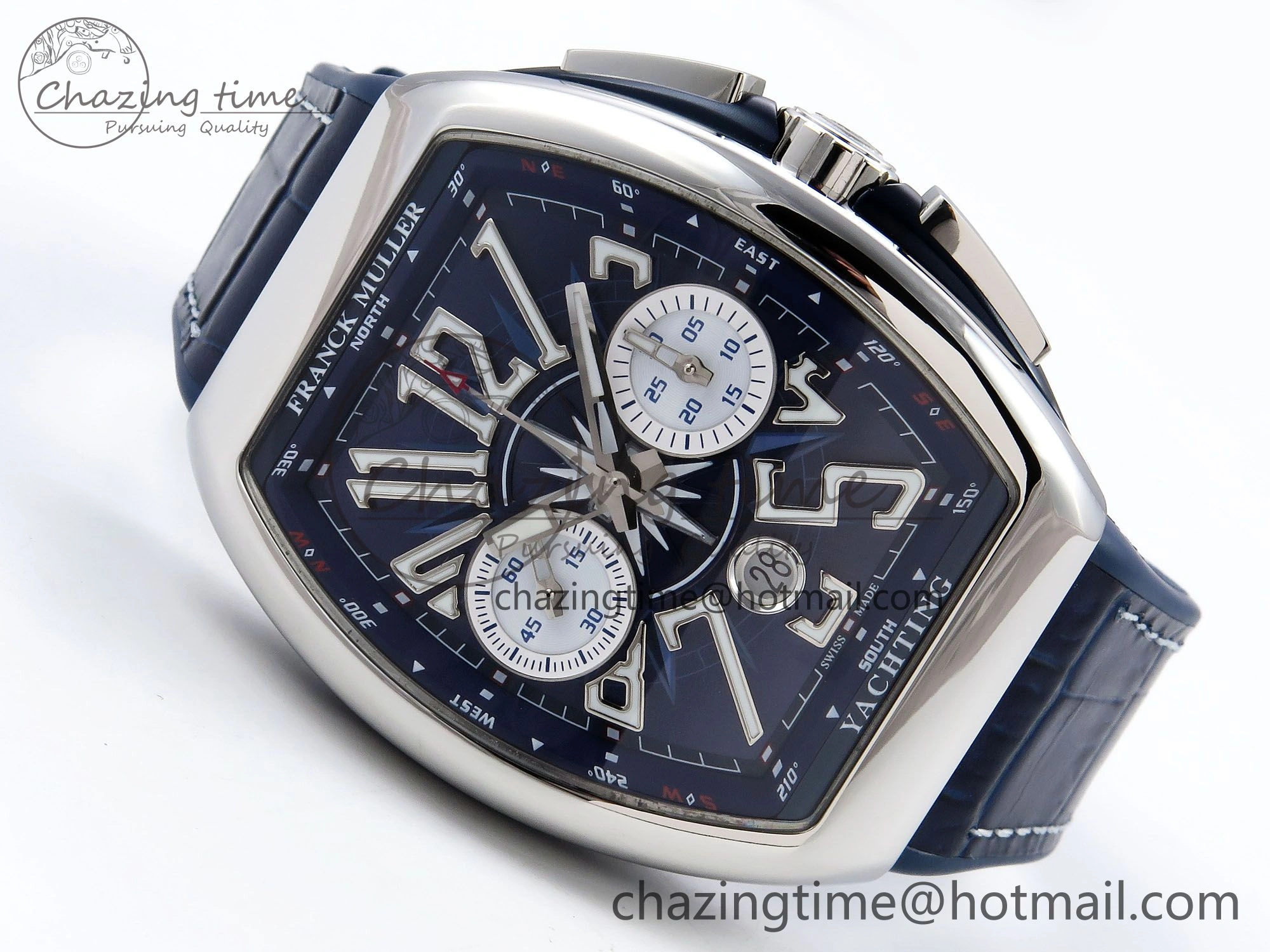Vanguard Chrono SS ABF 1:1 Best Edition Blue Dial on Blue Leather Strap A Trendsetting 6505