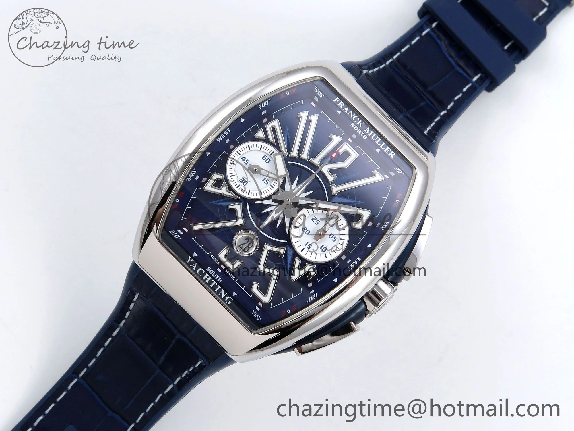 Vanguard Chrono SS ABF 1:1 Best Edition Blue Dial on Blue Leather Strap A Trendsetting 6505