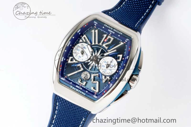 Practical Vanguard Chrono SS ABF 1:1 Best Edition Blue Textured Dial on Blue Nylon Strap A 6515