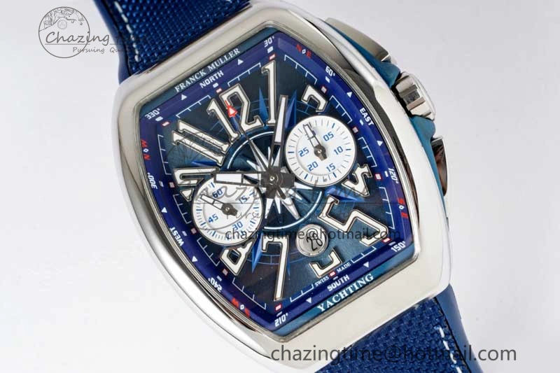 Practical Vanguard Chrono SS ABF 1:1 Best Edition Blue Textured Dial on Blue Nylon Strap A 6515