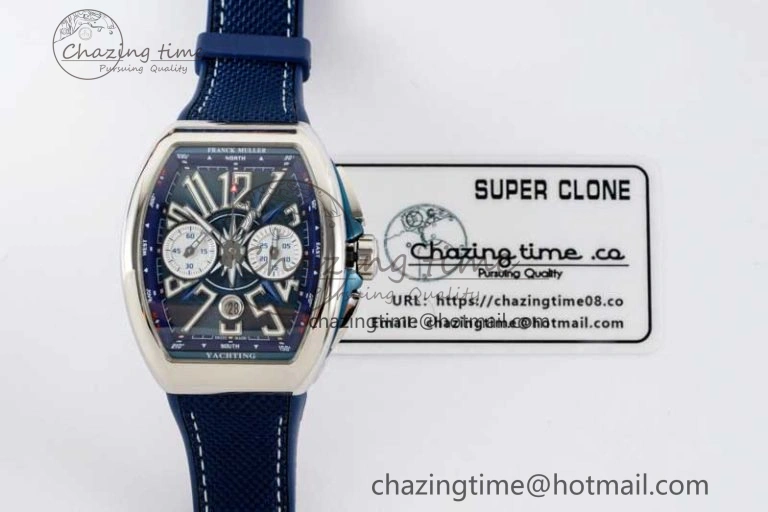 Practical Vanguard Chrono SS ABF 1:1 Best Edition Blue Textured Dial on Blue Nylon Strap A 6515