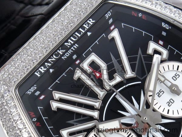 Vanguard Chrono SS Diamonds ABF 1:1 Best Edition Black Dial on Black Leather Strap A Minimalist 6498