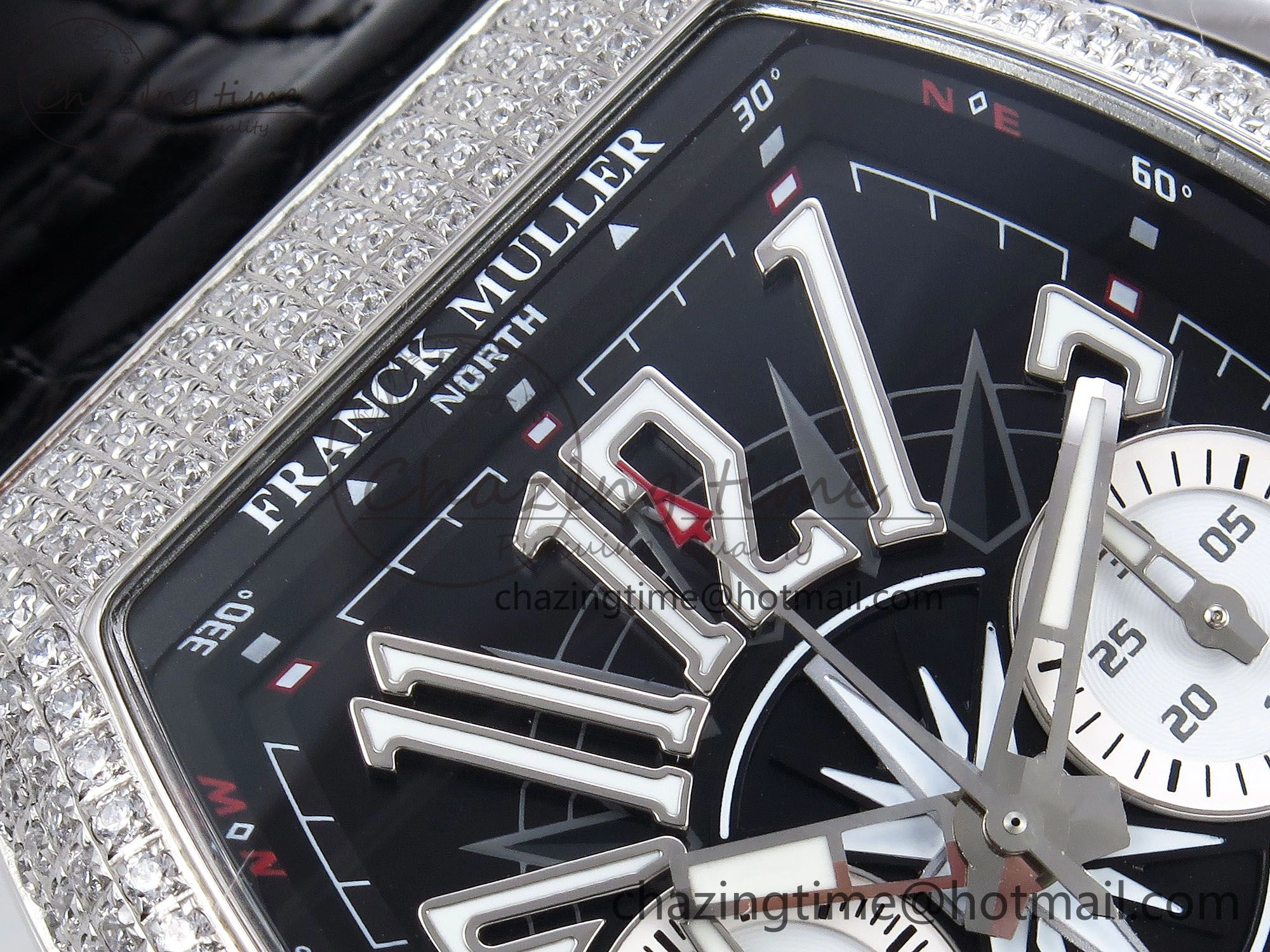 Vanguard Chrono SS Diamonds ABF 1:1 Best Edition Black Dial on Black Leather Strap A Minimalist 6498