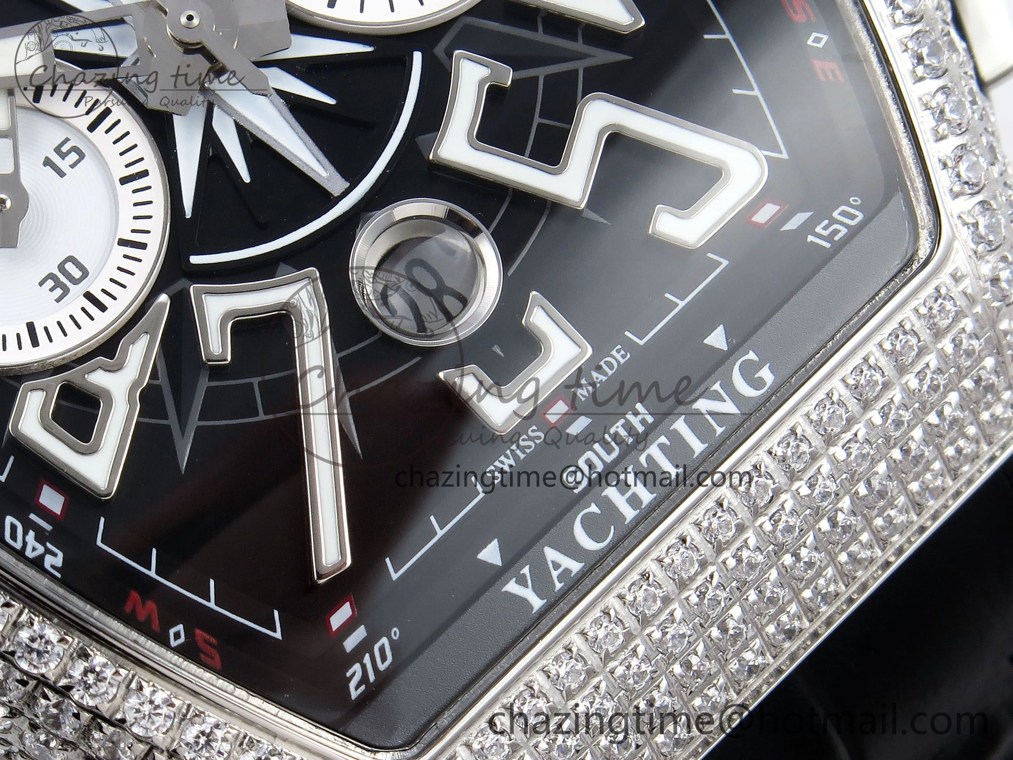 Vanguard Chrono SS Diamonds ABF 1:1 Best Edition Black Dial on Black Leather Strap A Minimalist 6498