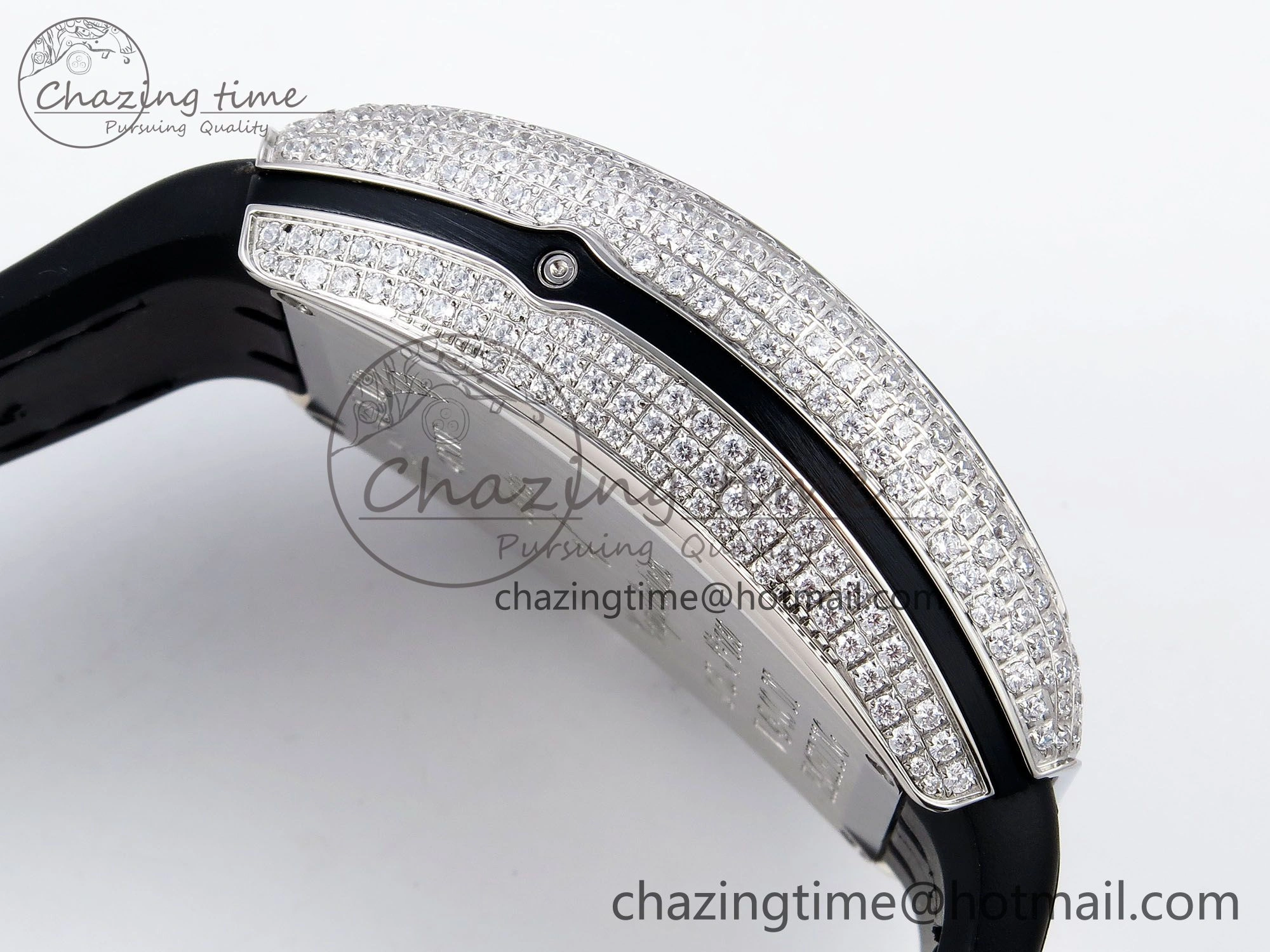 Vanguard Chrono SS Diamonds ABF 1:1 Best Edition Black Dial on Black Leather Strap A Minimalist 6498