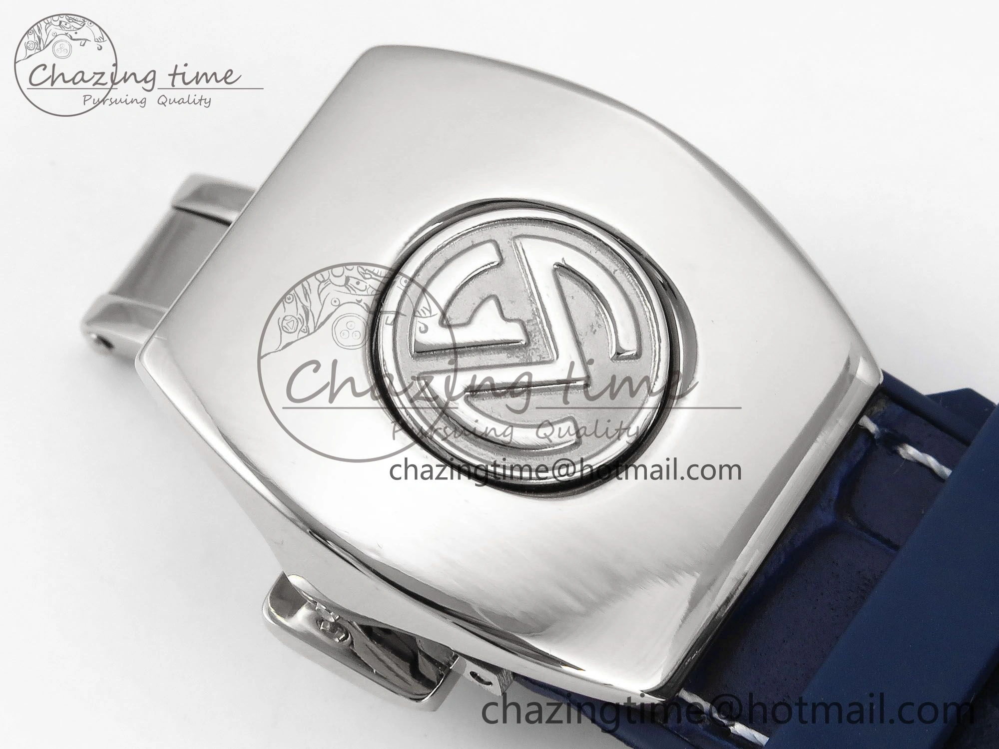 Flexible Vanguard Chrono SS Diamonds ABF 1:1 Best Edition Blue Textured Dial on Blue Leather Strap A 6504