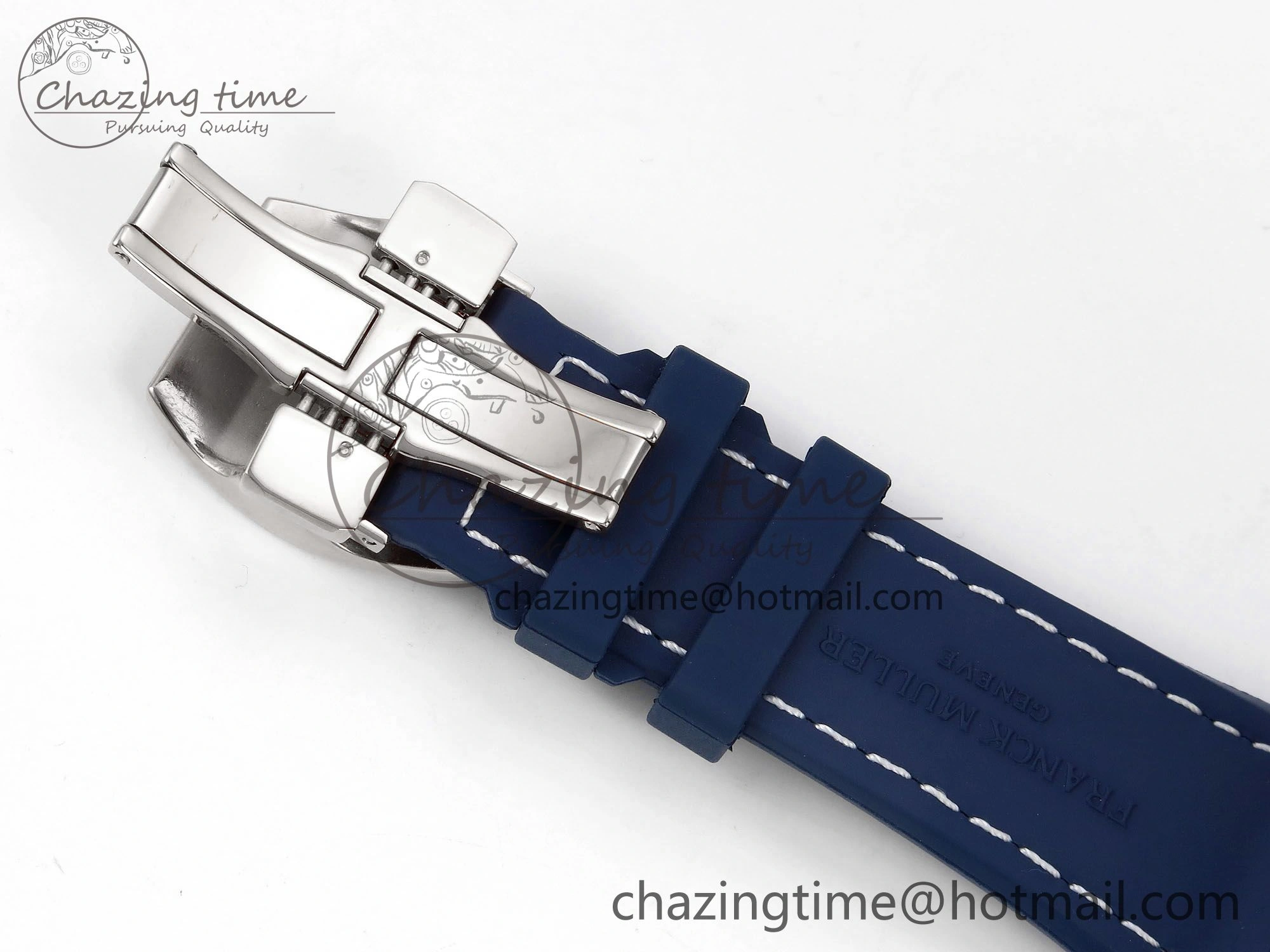 Flexible Vanguard Chrono SS Diamonds ABF 1:1 Best Edition Blue Textured Dial on Blue Leather Strap A 6504