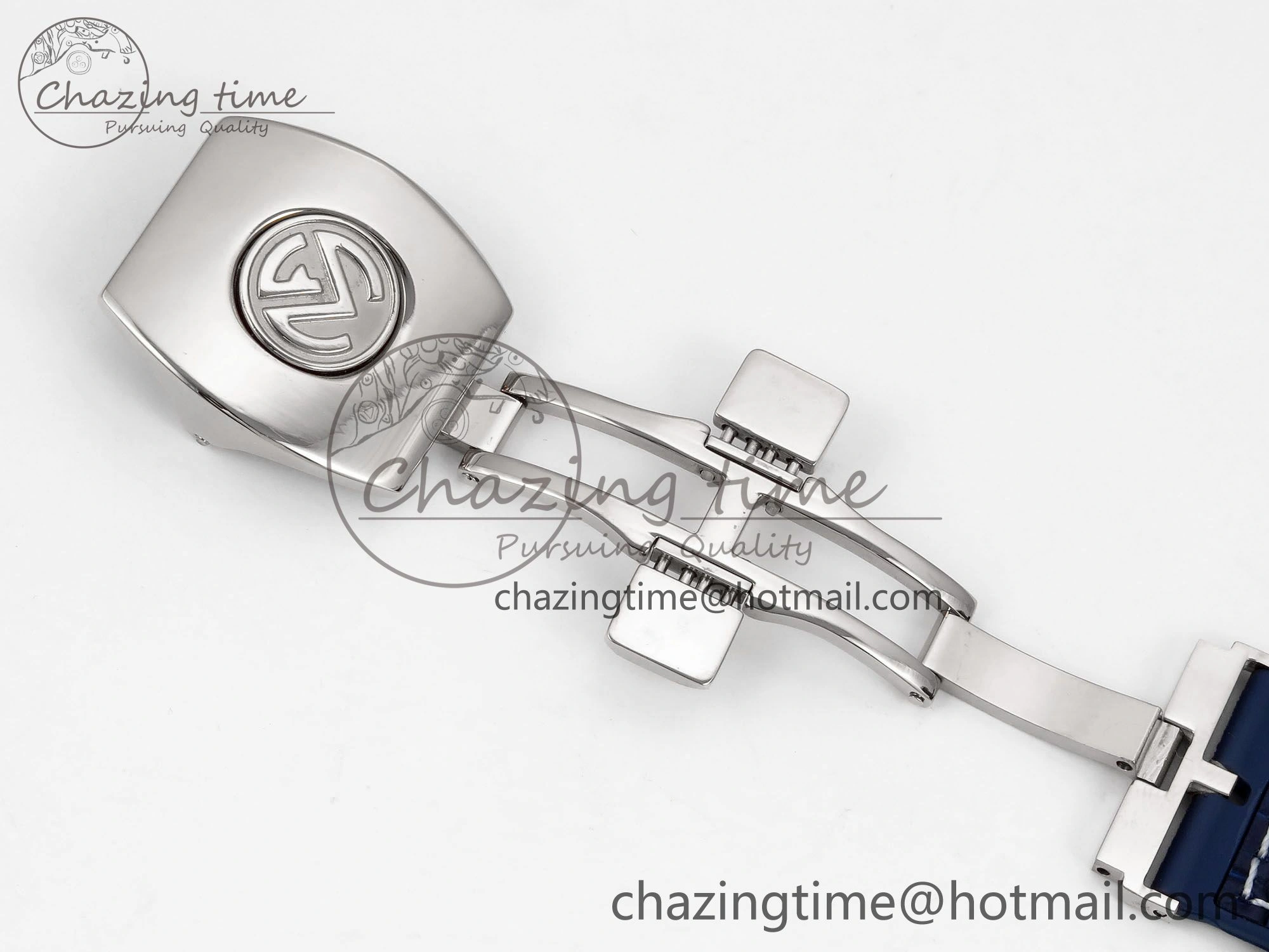 Flexible Vanguard Chrono SS Diamonds ABF 1:1 Best Edition Blue Textured Dial on Blue Leather Strap A 6504