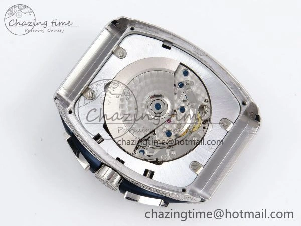 Flexible Vanguard Chrono SS Diamonds ABF 1:1 Best Edition Blue Textured Dial on Blue Leather Strap A 6504