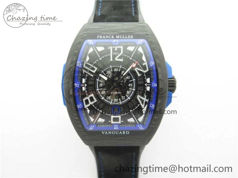 WellDesigned Vanguard Racing Carbon TWF Best Edition Blue Skeleton Dial on Black Rubber Strap NH35A 6561
