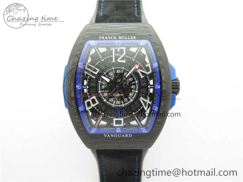 WellDesigned Vanguard Racing Carbon TWF Best Edition Blue Skeleton Dial on Black Rubber Strap NH35A 6561