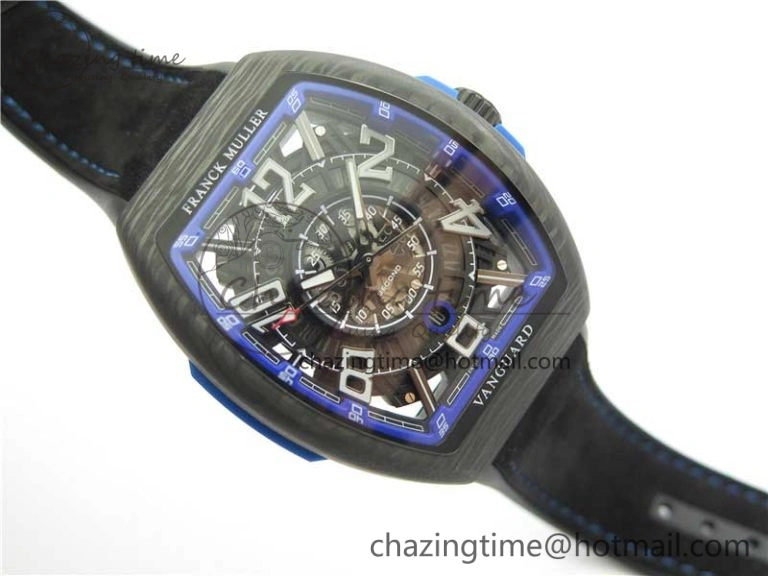 WellDesigned Vanguard Racing Carbon TWF Best Edition Blue Skeleton Dial on Black Rubber Strap NH35A 6561