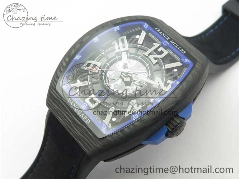 WellDesigned Vanguard Racing Carbon TWF Best Edition Blue Skeleton Dial on Black Rubber Strap NH35A 6561