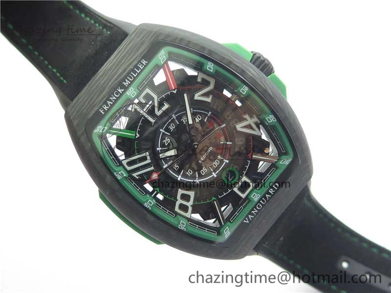 FashionForward Vanguard Racing Carbon TWF Best Edition Green Skeleton Dial on Black Rubber Strap NH35A 6559