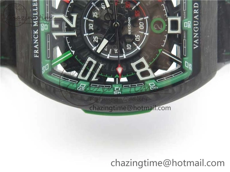 FashionForward Vanguard Racing Carbon TWF Best Edition Green Skeleton Dial on Black Rubber Strap NH35A 6559
