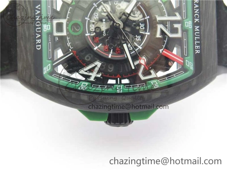FashionForward Vanguard Racing Carbon TWF Best Edition Green Skeleton Dial on Black Rubber Strap NH35A 6559