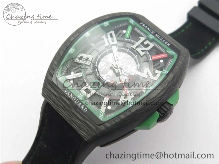 FashionForward Vanguard Racing Carbon TWF Best Edition Green Skeleton Dial on Black Rubber Strap NH35A 6559