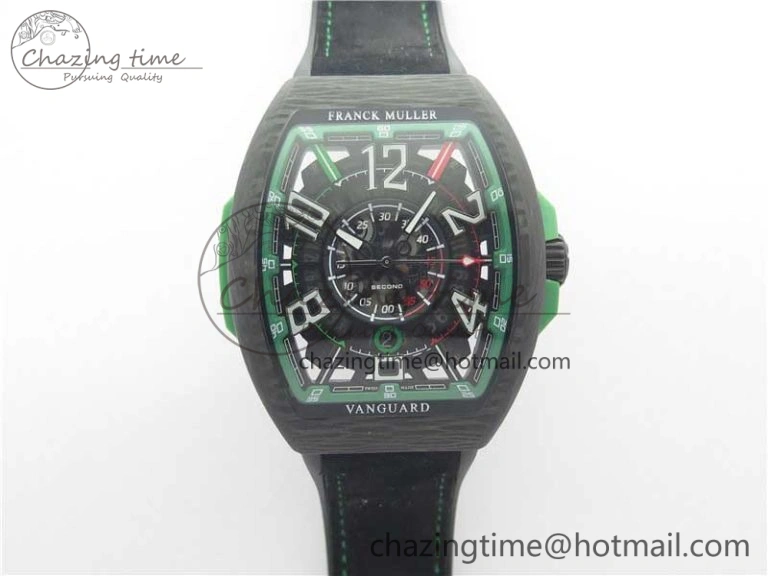 FashionForward Vanguard Racing Carbon TWF Best Edition Green Skeleton Dial on Black Rubber Strap NH35A 6559