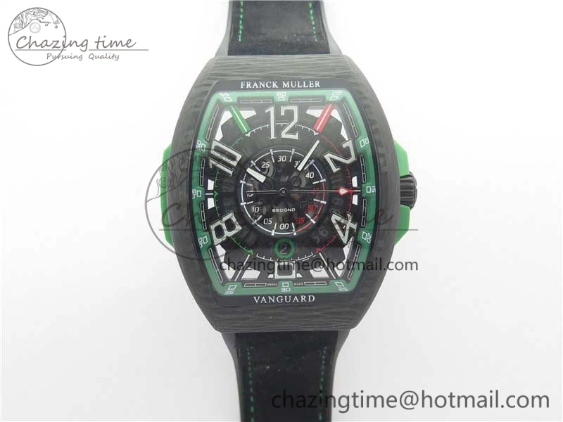 FashionForward Vanguard Racing Carbon TWF Best Edition Green Skeleton Dial on Black Rubber Strap NH35A 6559