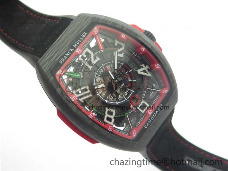 Vanguard Racing Carbon TWF Best Edition Red Skeleton Dial on Black Rubber Strap NH35A HighPerformance 6562