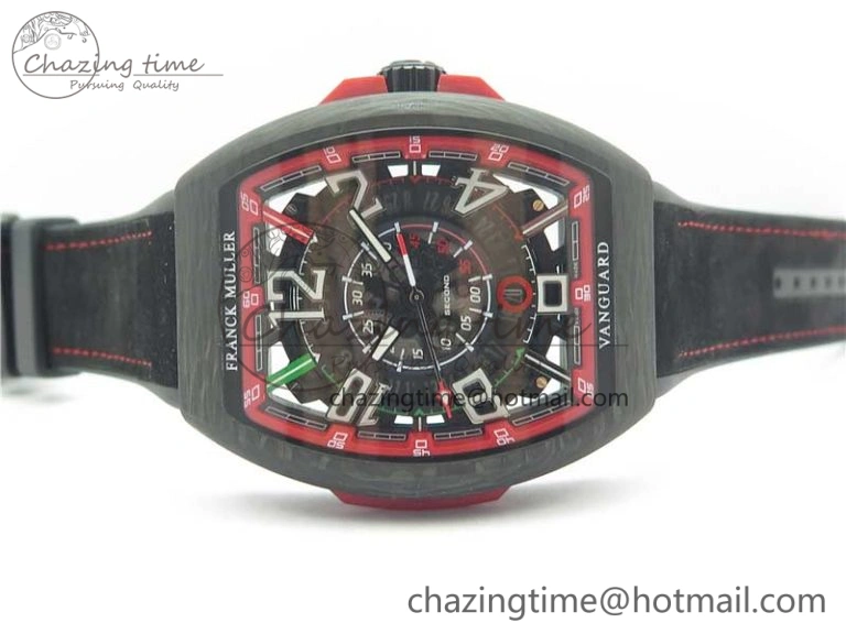 Vanguard Racing Carbon TWF Best Edition Red Skeleton Dial on Black Rubber Strap NH35A HighPerformance 6562