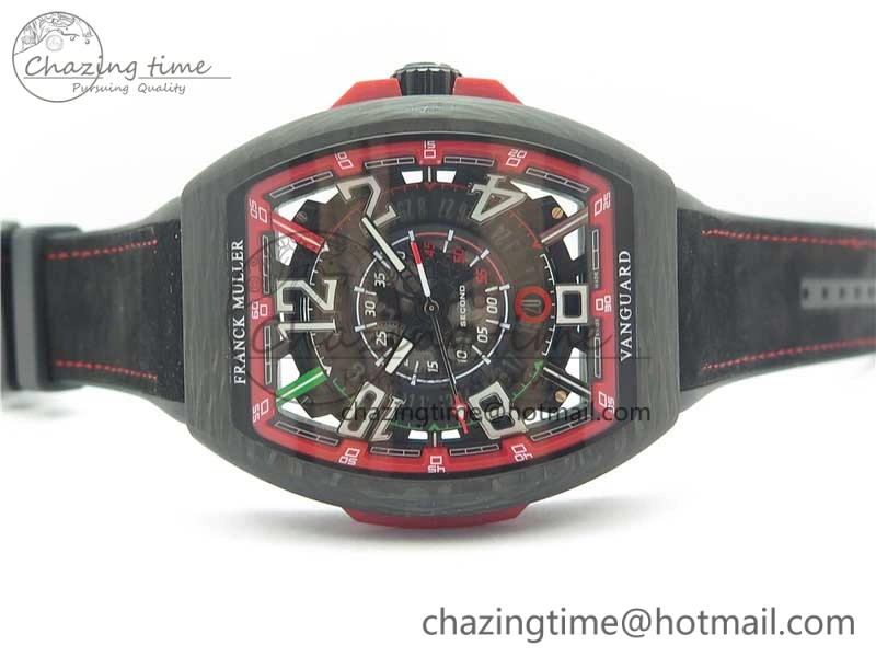 Vanguard Racing Carbon TWF Best Edition Red Skeleton Dial on Black Rubber Strap NH35A HighPerformance 6562