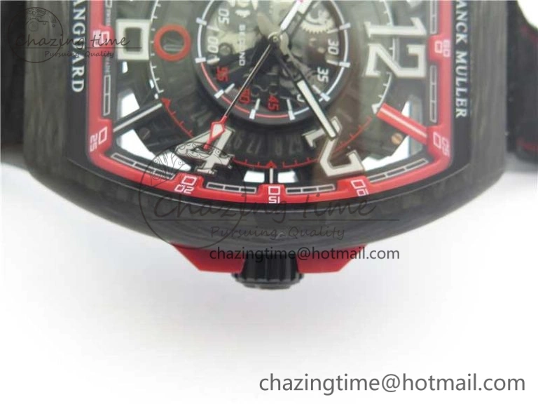 Vanguard Racing Carbon TWF Best Edition Red Skeleton Dial on Black Rubber Strap NH35A HighPerformance 6562