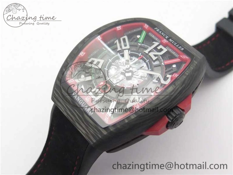Vanguard Racing Carbon TWF Best Edition Red Skeleton Dial on Black Rubber Strap NH35A HighPerformance 6562