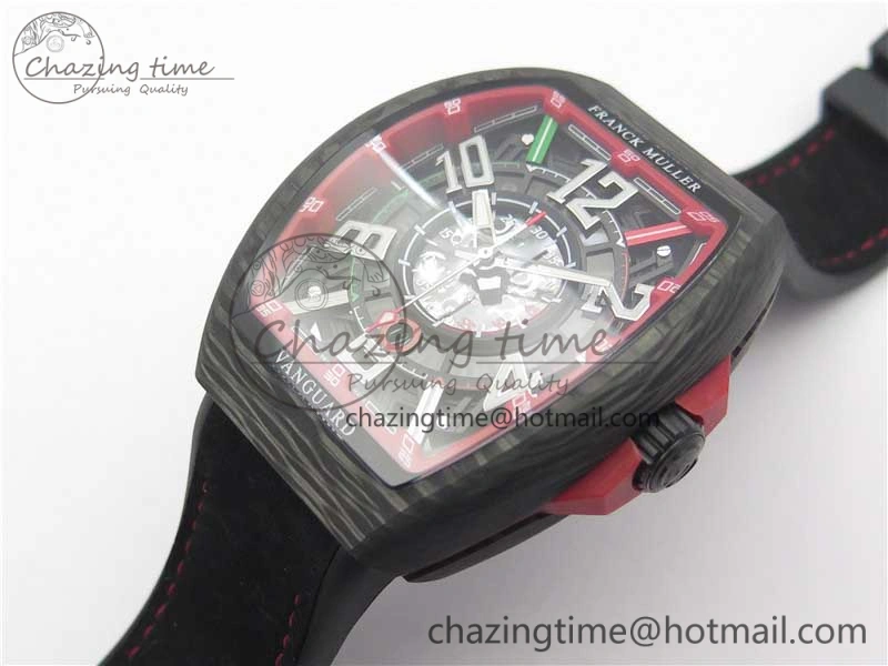 Vanguard Racing Carbon TWF Best Edition Red Skeleton Dial on Black Rubber Strap NH35A HighPerformance 6562