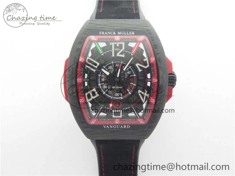 Vanguard Racing Carbon TWF Best Edition Red Skeleton Dial on Black Rubber Strap NH35A HighPerformance 6562