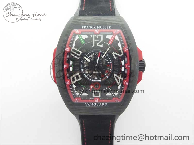 Vanguard Racing Carbon TWF Best Edition Red Skeleton Dial on Black Rubber Strap NH35A HighPerformance 6562