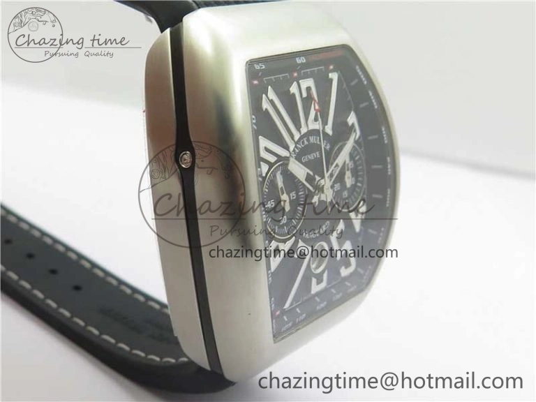 Vanguard V45 Chrono Brushed SS ABF Best Edition Black Dial on Rubber Strap A ComfortFit 6536