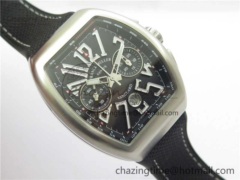 Vanguard V45 Chrono Brushed SS ABF Best Edition Black Dial on Rubber Strap A ComfortFit 6536