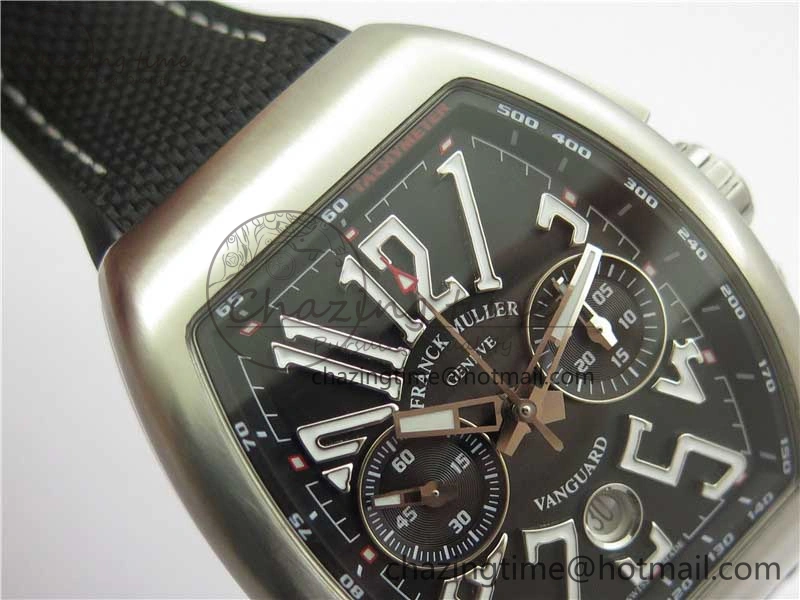 Vanguard V45 Chrono Brushed SS ABF Best Edition Black Dial on Rubber Strap A ComfortFit 6536