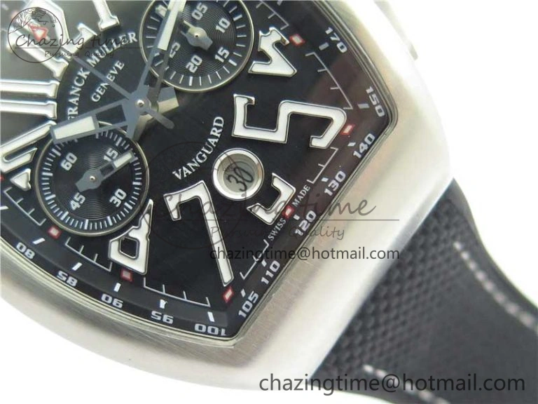 Vanguard V45 Chrono Brushed SS ABF Best Edition Black Dial on Rubber Strap A ComfortFit 6536