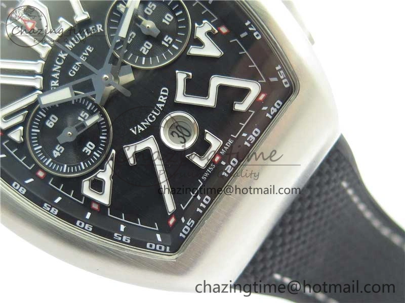 Vanguard V45 Chrono Brushed SS ABF Best Edition Black Dial on Rubber Strap A ComfortFit 6536